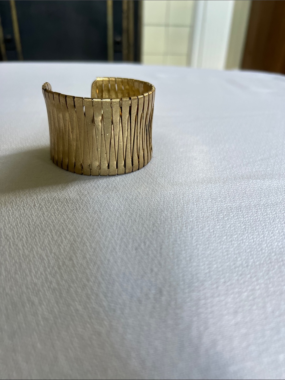 Gold Textured Wide Cuff Bracelet